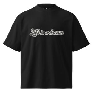 unisex-organic-oversized-high-neck-t-shirt-black-front-68f3cad93679f.jpg Embroidered Style Db - Unisex organic oversized high neck t-shirt