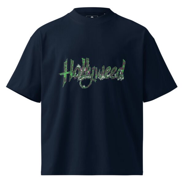 unisex-organic-oversized-high-neck-t-shirt-french-navy-front-68f1bef782bf1.jpg Hollyweed B - Unisex organic oversized high neck t-shirt