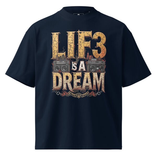 unisex-organic-oversized-high-neck-t-shirt-french-navy-front-68f5d1a805b74.jpg Graffiti D - Unisex organic oversized high neck t-shirt