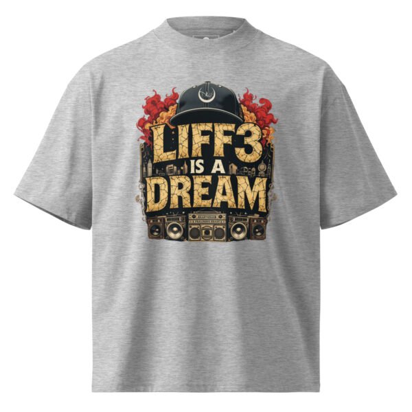 unisex-organic-oversized-high-neck-t-shirt-heather-grey-front-68f5d3259bf0f.jpg Graffiti E - Unisex organic oversized high neck t-shirt