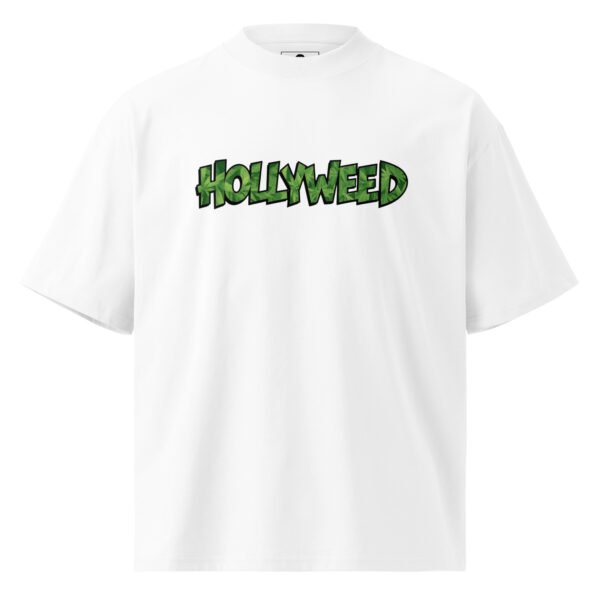 unisex-organic-oversized-high-neck-t-shirt-white-front-68f1c6c063da6.jpg Hollyweed I - Unisex organic oversized high neck t-shirt
