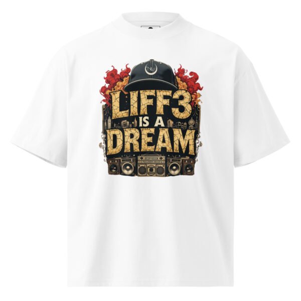 unisex-organic-oversized-high-neck-t-shirt-white-front-68f5d3259f77a.jpg Graffiti E - Unisex organic oversized high neck t-shirt